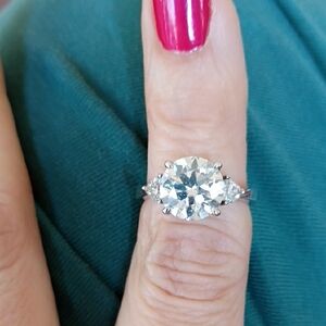 3-Stone Round & Marquise Moissanite Ring